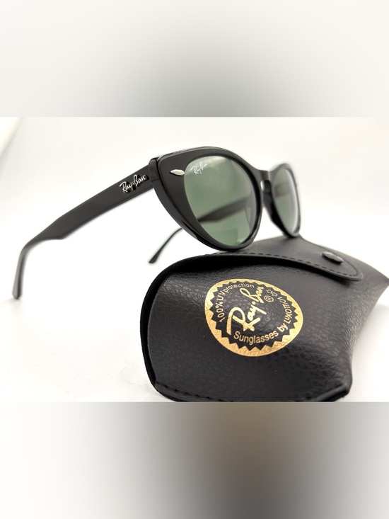 Ray-Ban Black Cat-Eye Sunglasses RB4314N 601/31 54-140 Green G-15 - Picture 9 of 13